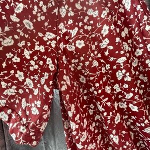 Floral Red and White Dress